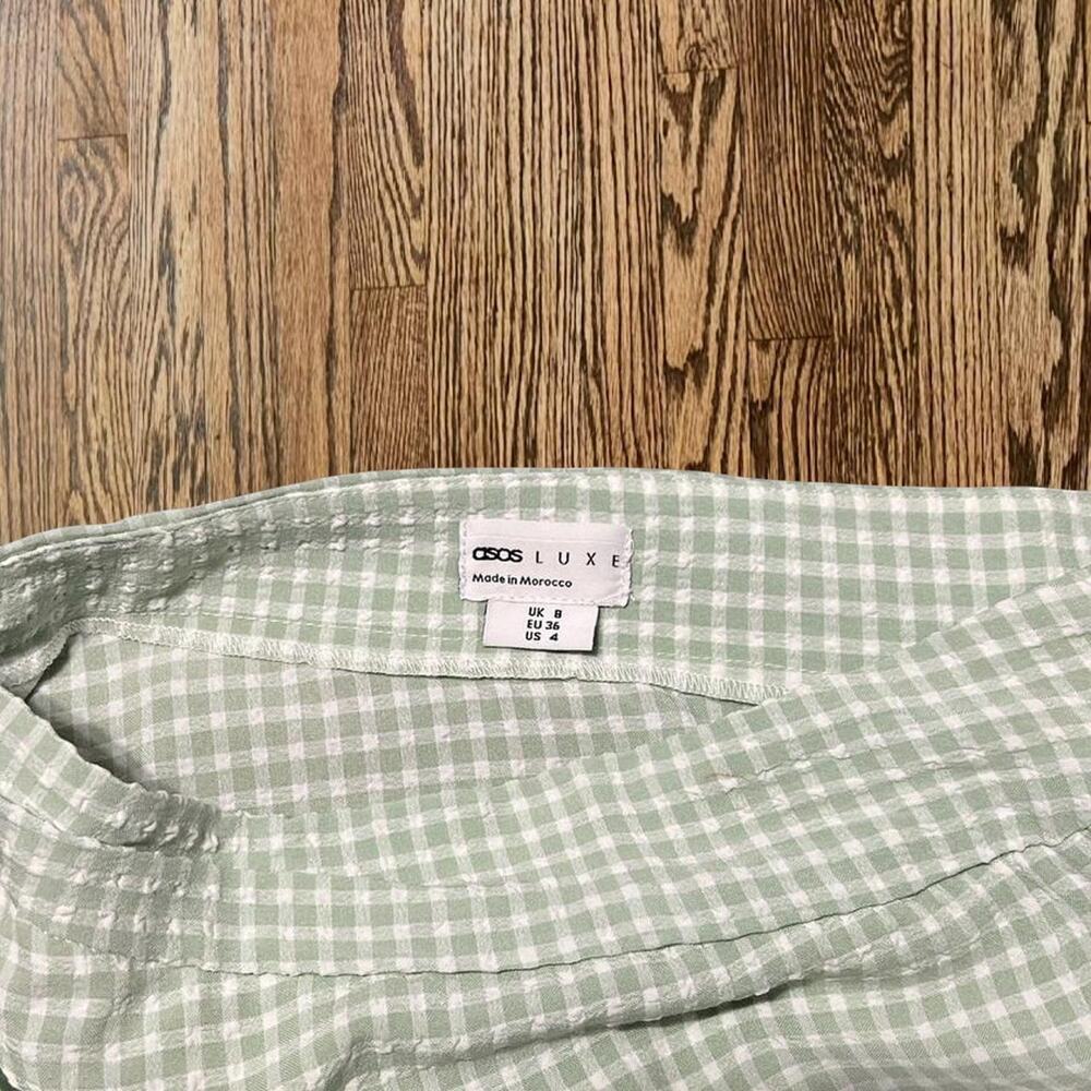 green and white checkered gingham skirt - Picture 2 of 6